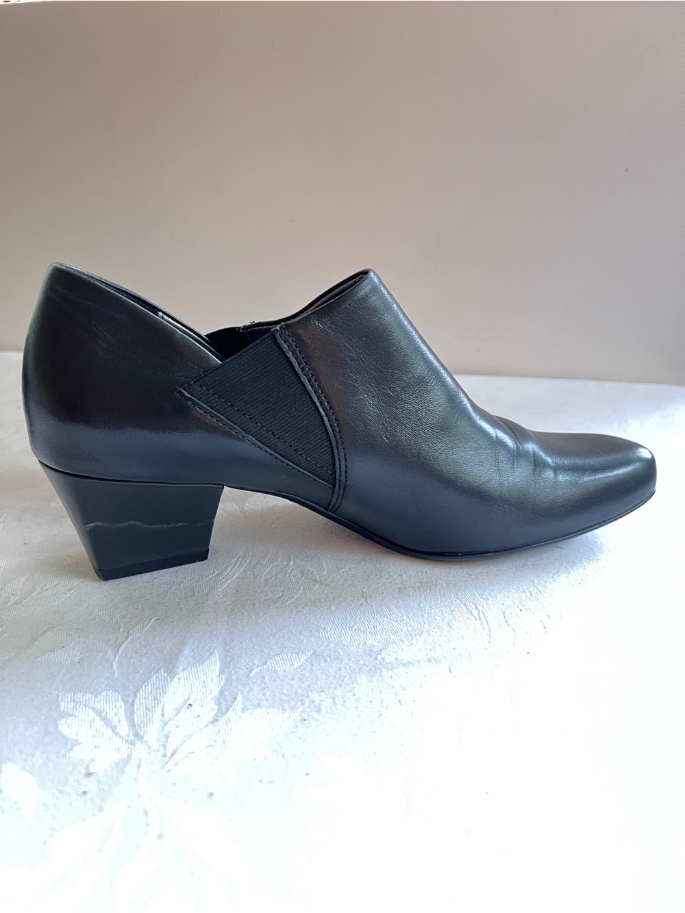 Ara Black Leather Block Heel Booties 9.5 Made in Germany
